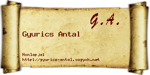 Gyurics Antal névjegykártya
